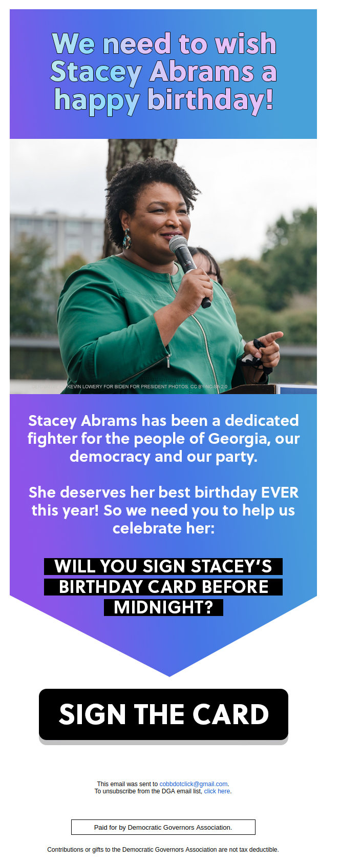 DGA Stacey Abrams Birthday Card