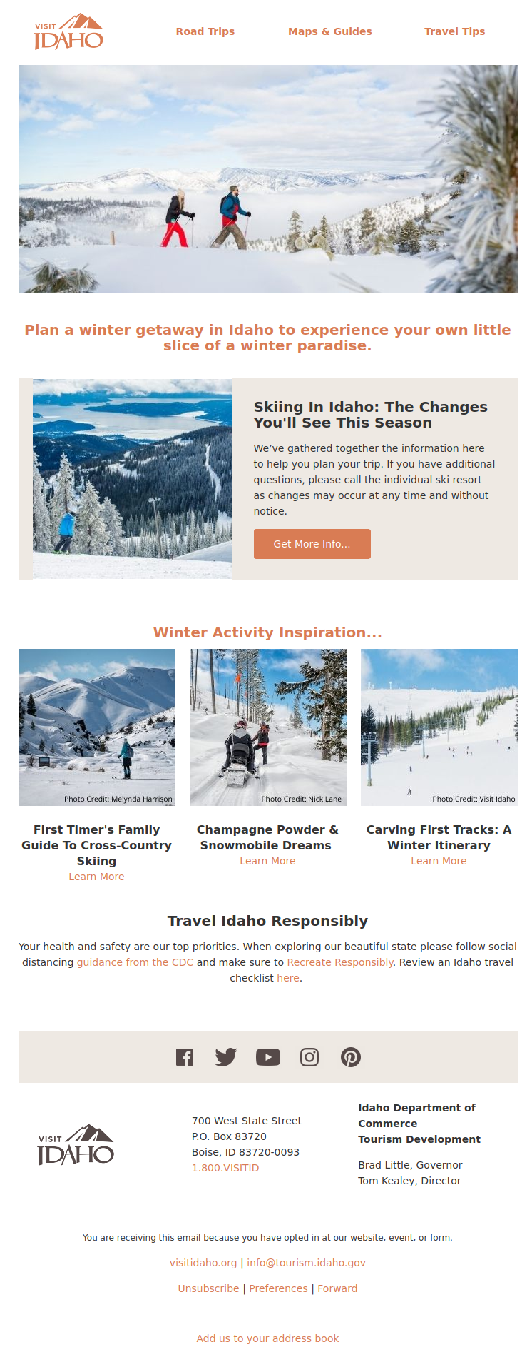 Idaho Tourism Winter Paradise Newsletter