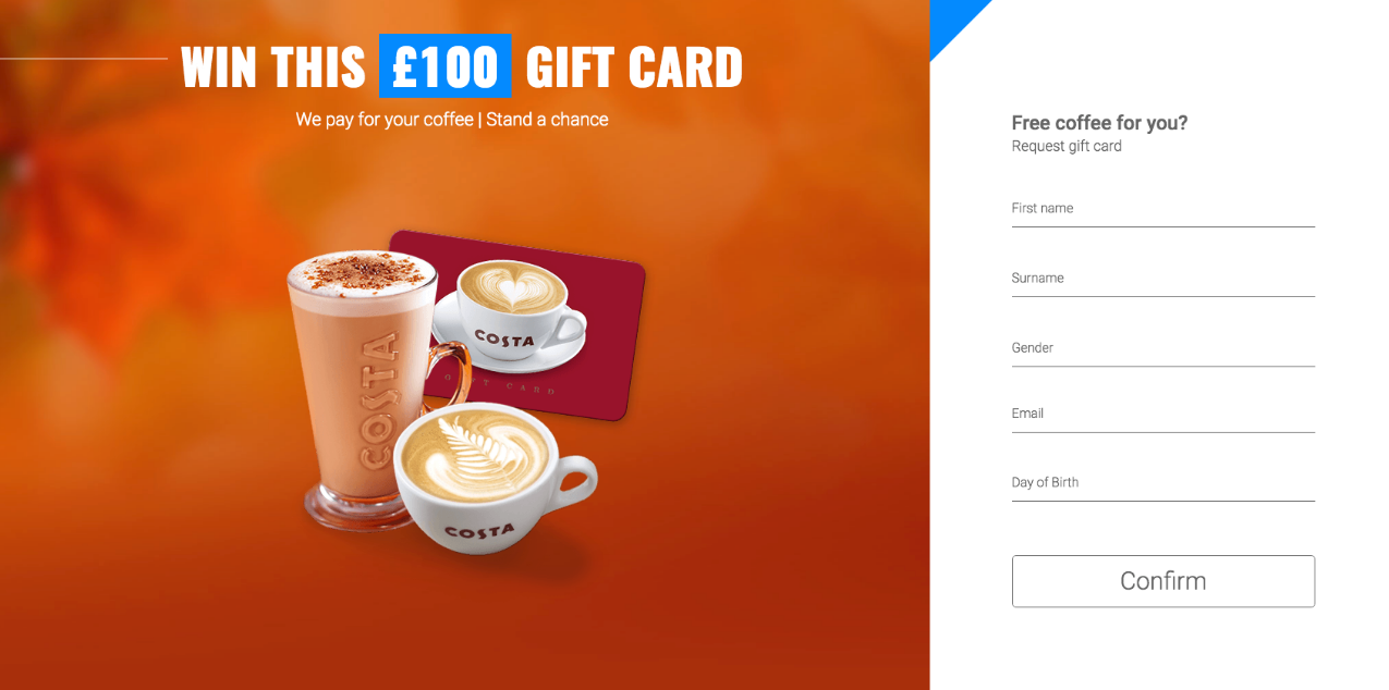 Localized Costa Coffee Landing Page