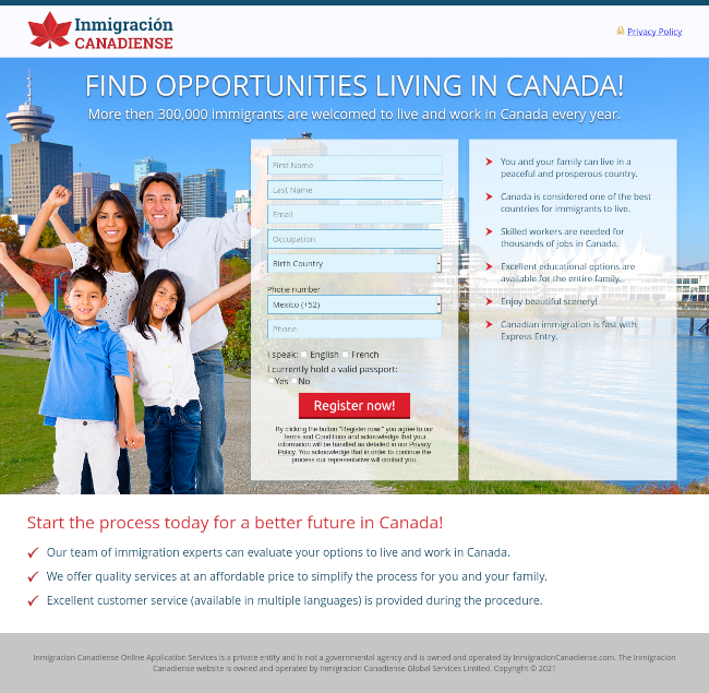 Great North Immigration Landing Page